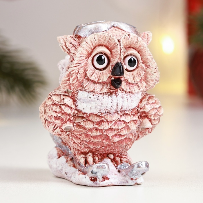 Фигура Фигура "Сова на лыжах" бежевая, 6х6х5см