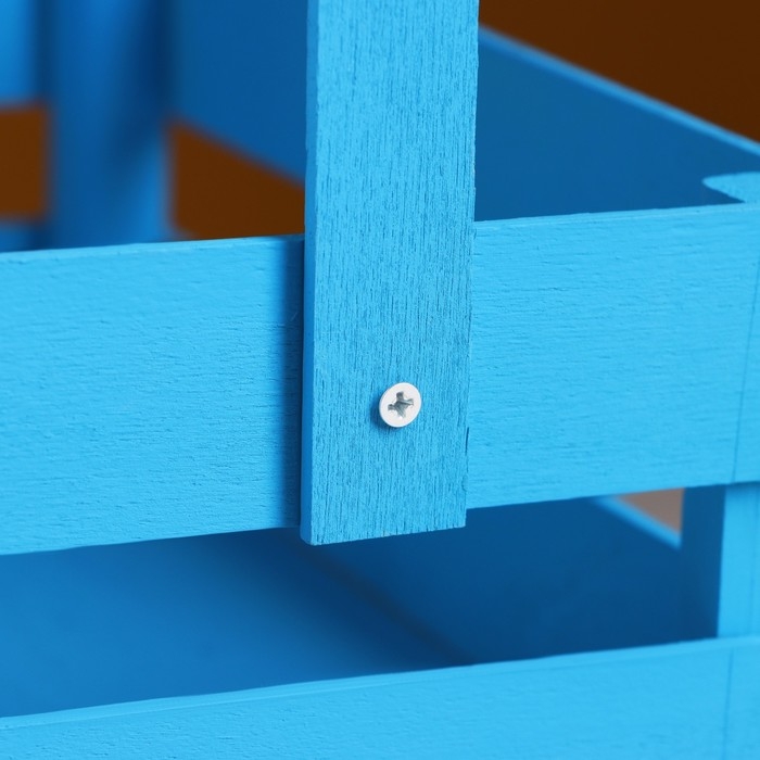 Кашпо деревянное 24.5×13.5×9 см "Двушка Лайт", двухреечное, голубой Дарим Красиво