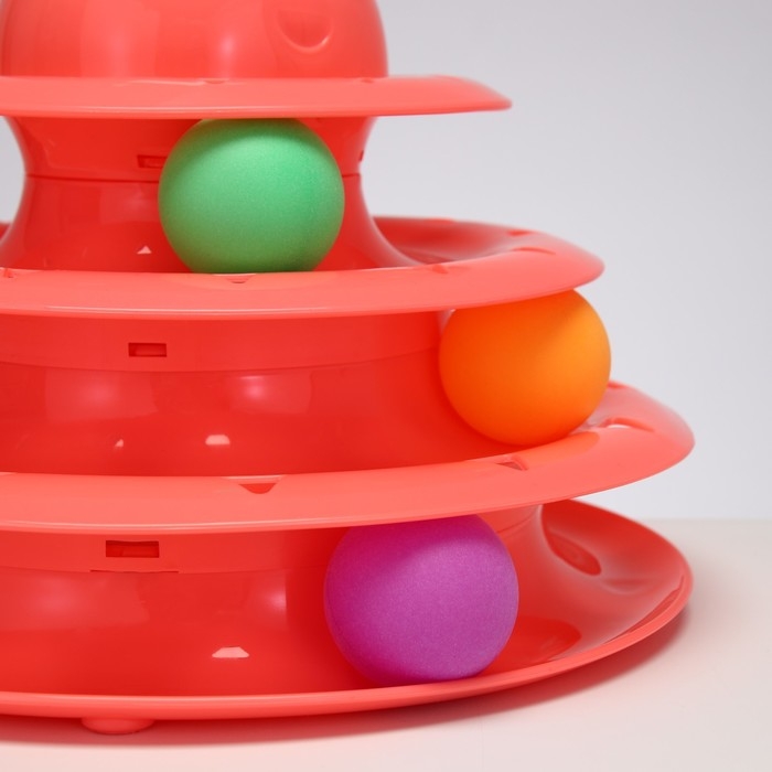 Игровой комплекс  Игровой комплекс "Пижон" для кошек с 3 шариками, 24,5 х 24,5 х 13 см, розовый