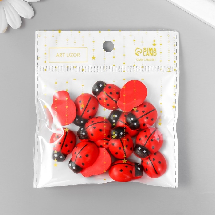 Декор для творчества дерево Декор для творчества дерево "Божьи коровки" (набор 15 шт) 1,3х2,5 см