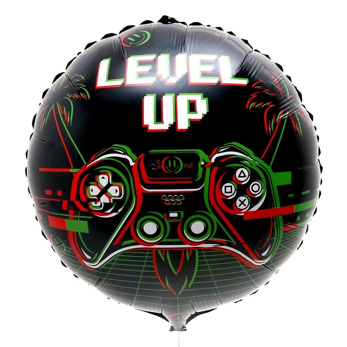 Воздушный шар фольгированный 18 Воздушный шар фольгированный 18" «Левел ап» круг, с подложкой
