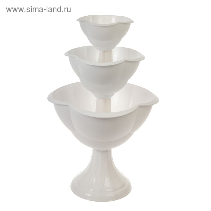 Клумба пластиковая, 3 яруса, d = 27–40–55 см, h = 90 см, белая, «Водопад» Клумба пластиковая, 3 яруса, d = 27–40–55 см, h = 90 см, белая, «Водопад»