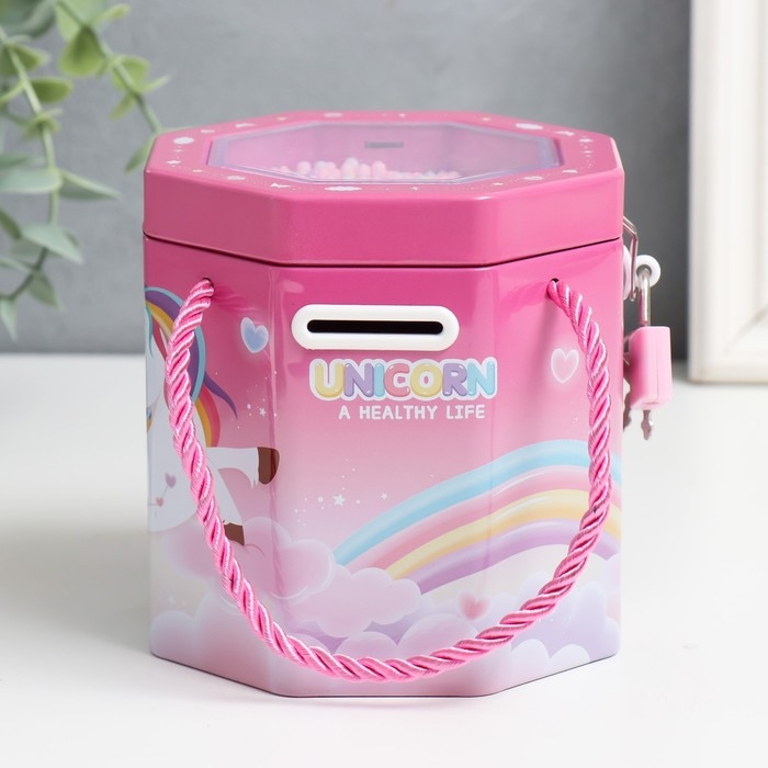 Копилка металл с замочком Копилка металл с замочком "Сказочные сюжеты. Шестиугольник" МИКС 11,5х11,5х12 см