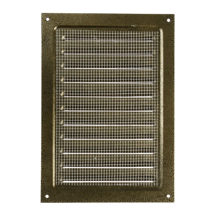 Решетка вентиляционная ZEIN Люкс РМ1724З, 170 х 240 мм, с сеткой, металлическая, золотая