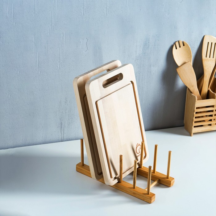 Подставка для разделочных досок и крышек, 26×10,5 см, 5 мест, бамбук Подставка для разделочных досок и крышек, 26×10,5 см, 5 мест, бамбук