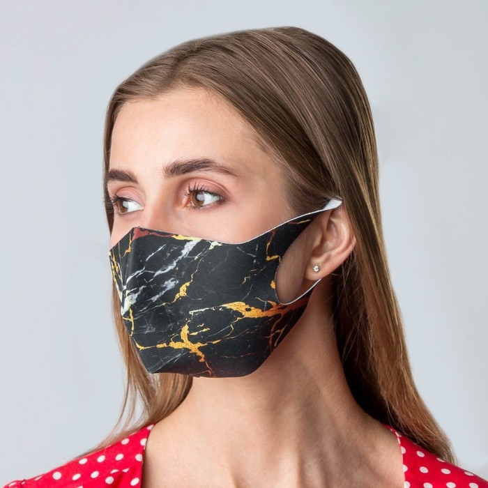 Маска из неопрена многоразовая,  Маска из неопрена многоразовая, "Мрамор"