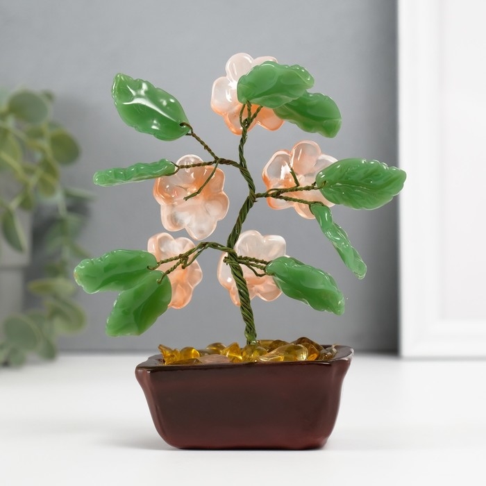 Сувенир бонсай  Сувенир бонсай "Цветочное дерево" розовый 5 цветков 7х5,2х13 см