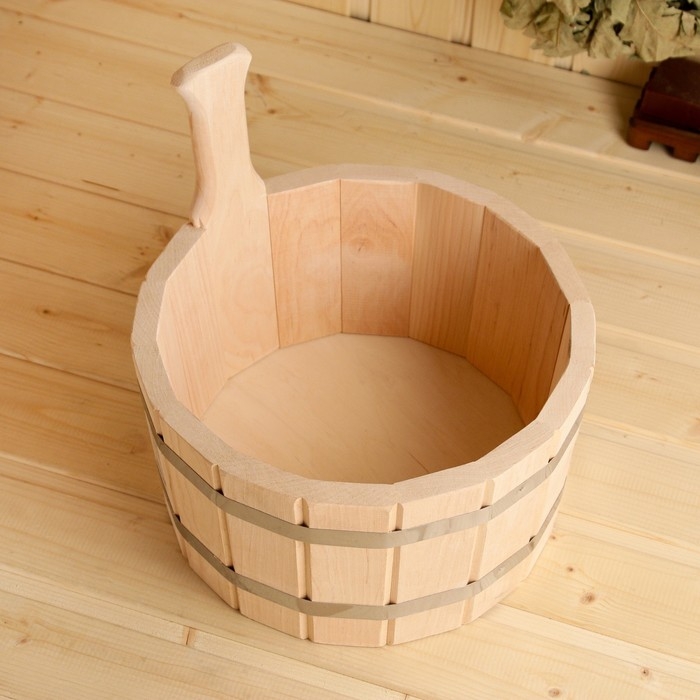 Шайка из ольхи, 5 л, круглая, нержавеющий обруч Шайка из ольхи, 5 л, круглая, нержавеющий обруч