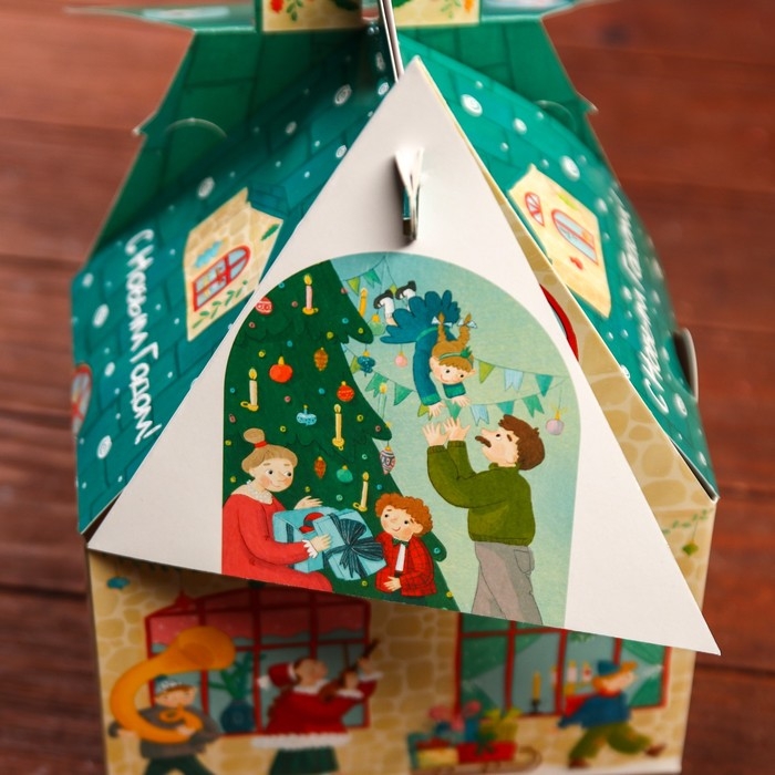 Подарочная коробка Подарочная коробка "Новогодний городок", 17,6 х 11,1 х 18,8 см