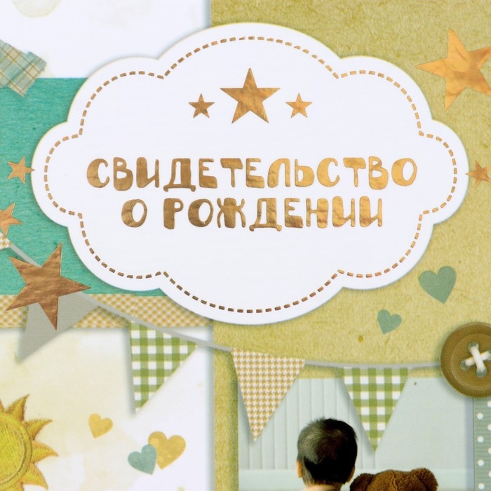 Свидетельство о рождении Свидетельство о рождении "Мишка" тиснение, А5