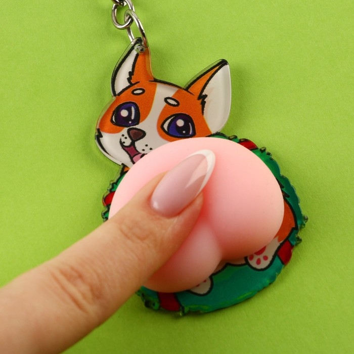 Брелок новогодний, для ключей, мялка «Корги с венком» 4,6 х 12,8 см Брелок новогодний, для ключей, мялка «Корги с венком» 4,6 х 12,8 см