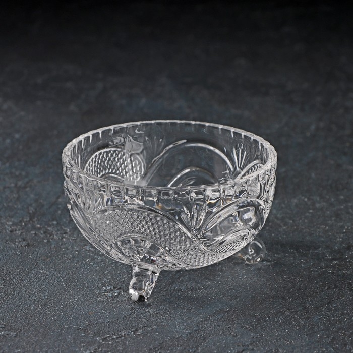 Конфетница стеклянная на ножках Доляна «Венеция», 200 мл, 10×6 см Конфетница стеклянная на ножках Доляна «Венеция», 200 мл, 10×6 см