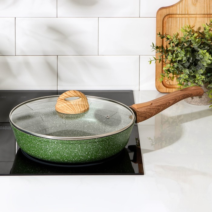 Сковорода Доляна «Форест», d=26 см, стеклянная крышка, съёмная ручка, антипригарное покрытие Сковорода Доляна «Форест», d=26 см, стеклянная крышка, съёмная ручка, антипригарное покрытие