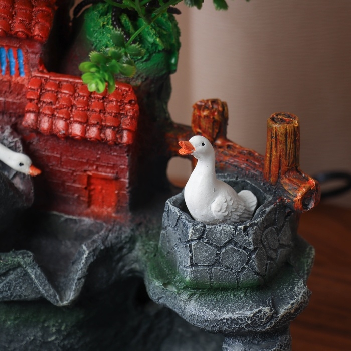 Фонтан Фонтан "Дом под деревом, каменные кадки" 27х18 см (с подсветкой, без шарика)