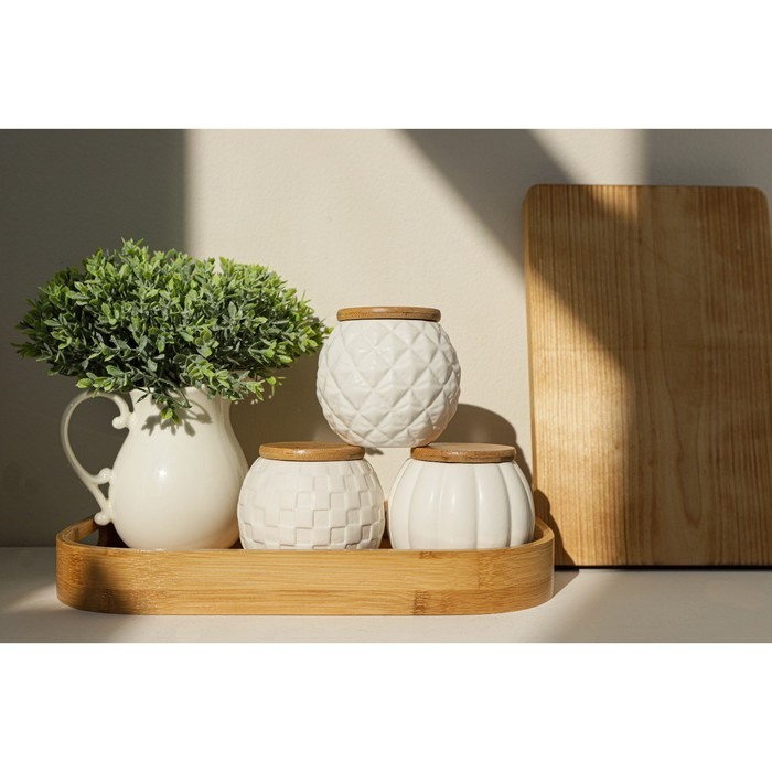 Поднос с ручками Доляна Striata, 33×22×4,8 см, бамбук Поднос с ручками Доляна Striata, 33×22×4,8 см, бамбук