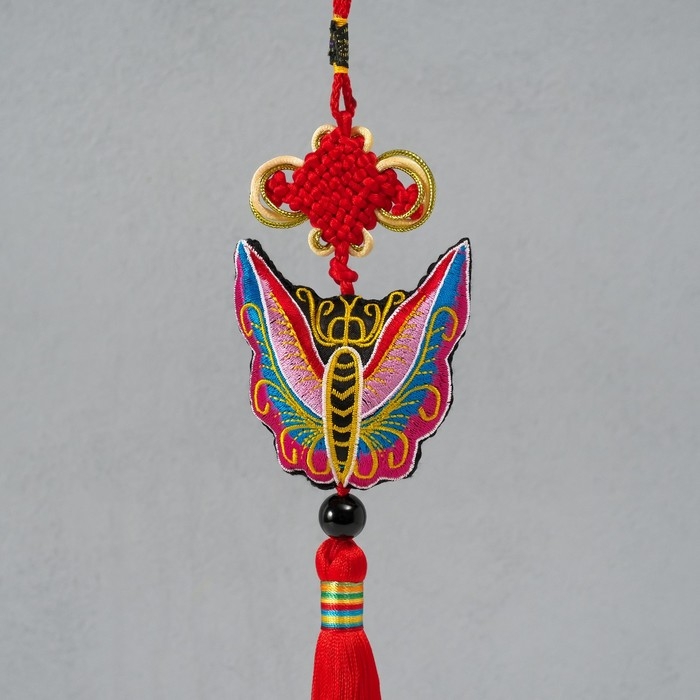 Подвеска текстиль Подвеска текстиль "Бабочка" красная 2х6,5х27 см