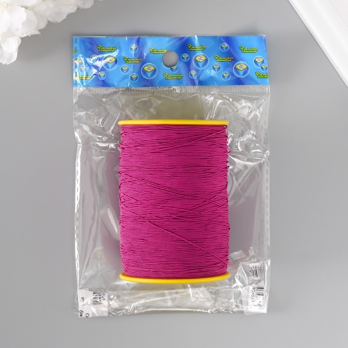 Спандекс для бисера, длина 500 м, цв. фуксия Спандекс для бисера, длина 500 м, цв. фуксия