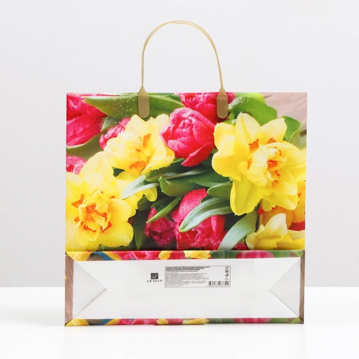 Пакет Пакет "Букет для мамы", мягкий пластик, 30 x 30 см, 120 мкм