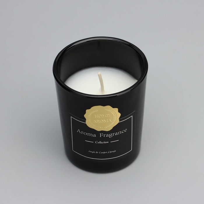 Свеча ароматическая  Свеча ароматическая "Aroma Candle",белый чай, черная, 5,5х6,5 см
