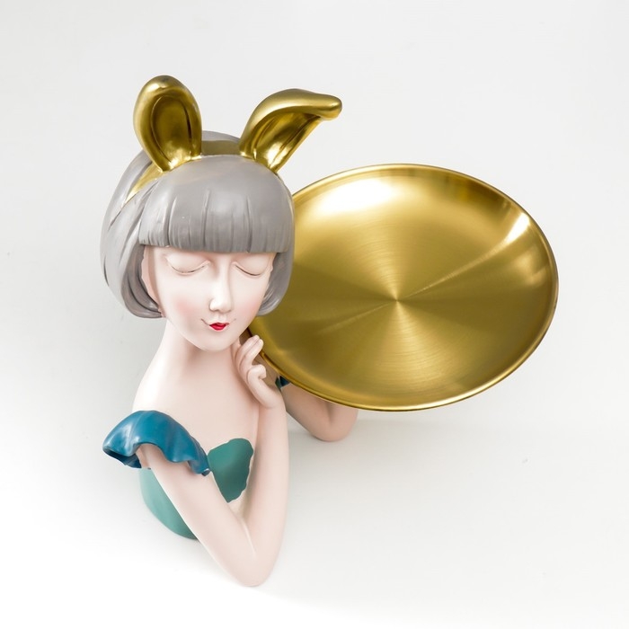 Сувенир полистоун подставка  Сувенир полистоун подставка "Девушка с зачьими ушками" 32х17х24 см