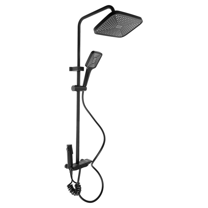 Душевая система ZEIN Z3684, верхняя и ручная лейка, ПВХ шланг, гигиенический набор, черная Душевая система ZEIN Z3684, верхняя и ручная лейка, ПВХ шланг, гигиенический набор, черная