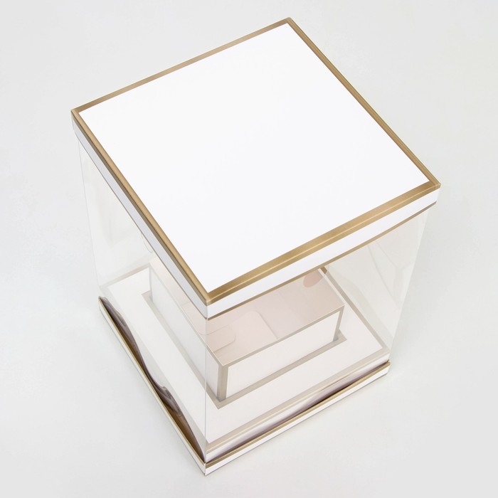 Коробка для цветов с вазой и PVC окнами складная, бронза, 16 х 23 х 16 см Коробка для цветов с вазой и PVC окнами складная, бронза, 16 х 23 х 16 см