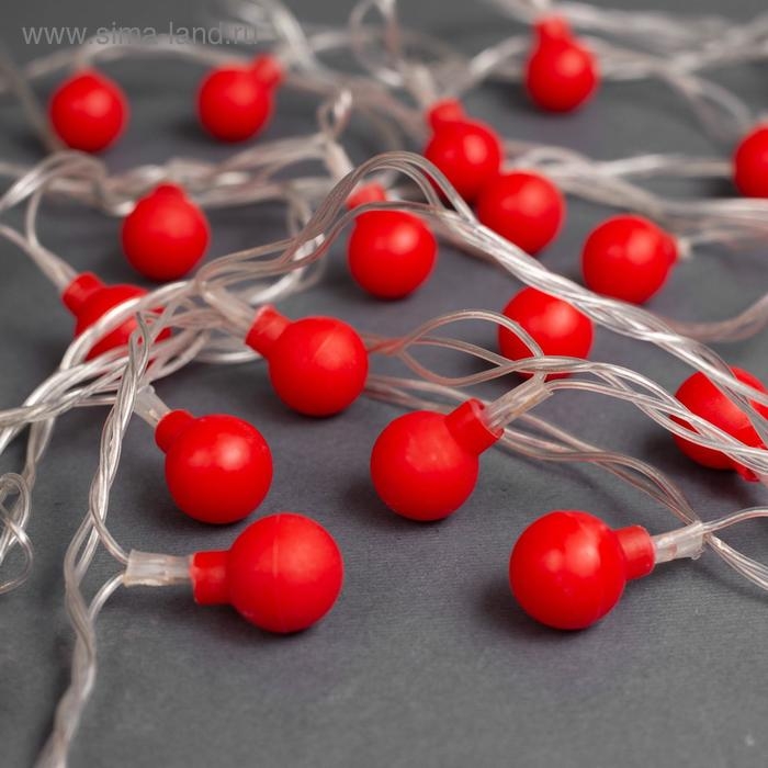 Гирлянда «Нить» 5 м с насадками «Шарики красные», IP20, прозрачная нить, 30 LED, свечение красное, 8 режимов, 220 В Гирлянда «Нить» 5 м с насадками «Шарики красные», IP20, прозрачная нить, 30 LED, свечение красное, 8 режимов, 220 В