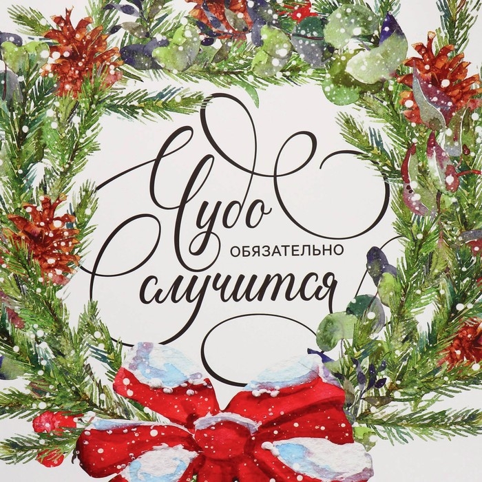 Пакет подарочный новогодний ламинированный «Новогодний венок», XXL 61 х 46 х 20 см, Новый год Пакет подарочный новогодний ламинированный «Новогодний венок», XXL 61 х 46 х 20 см, Новый год