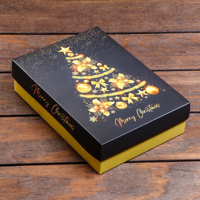 Новый год. Коробка подарочная новогодняя складная, Новый год. Коробка подарочная новогодняя складная, "Ёлка желаний", 21 х 15 х 5,7 см