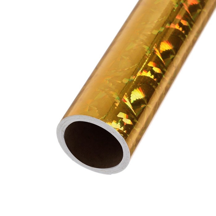 Пленка самоклеящаяся, голография, золотая, 0.45 х 3 м, 3 мкм Пленка самоклеящаяся, голография, золотая, 0.45 х 3 м, 3 мкм "Круги"