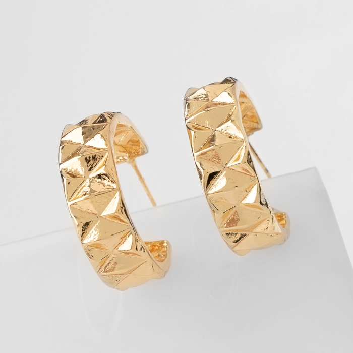 Серьги-кольца «Геометрия» орнамент, цвет золото, d=2,8 см Серьги-кольца «Геометрия» орнамент, цвет золото, d=2,8 см