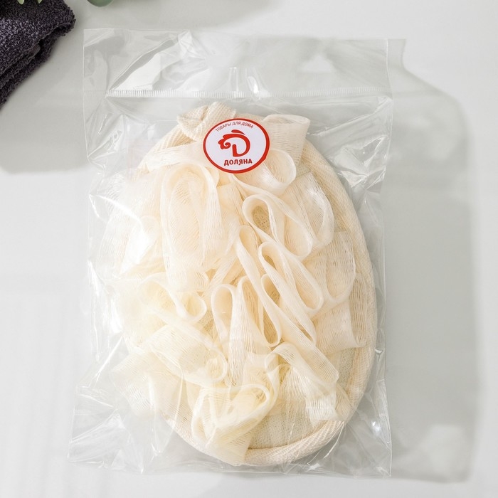 Мочалка для тела массажная со скрабером Доляна «Афродита», 11×16 см, цвет бежевый Мочалка для тела массажная со скрабером Доляна «Афродита», 11×16 см, цвет бежевый