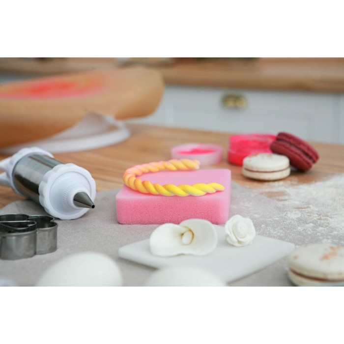 Набор матов для моделирования и сушки цветов из мастики, 9,5×9,5×1,5 см, 2 шт, цвет белый, розовый Набор матов для моделирования и сушки цветов из мастики, 9,5×9,5×1,5 см, 2 шт, цвет белый, розовый