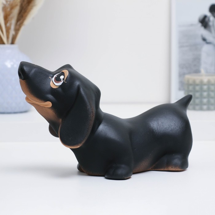 Копилка Копилка "Такса" чёрная, 25х12х15см