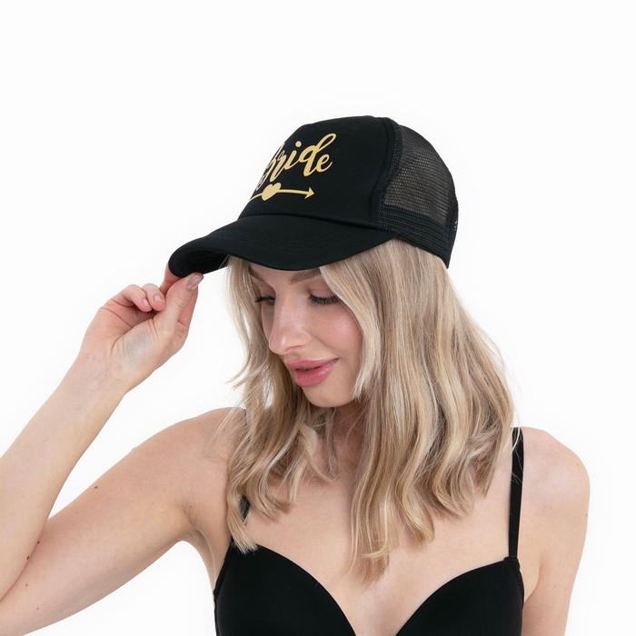 Кепка для девичника Bride, цвет чёрный, карнавальный аксессуар Кепка для девичника Bride, цвет чёрный, карнавальный аксессуар