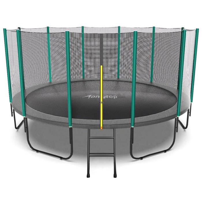 Батут ONLYTOP, d=427 см, высота сетки 173 см, с лестницей, цвет серый Батут ONLYTOP, d=427 см, высота сетки 173 см, с лестницей, цвет серый