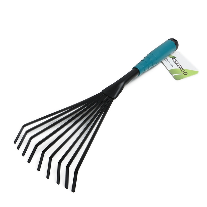 Грабли малые, веерные, пластинчатые, 9 зубцов, длина 38 см, металл, пластиковая ручка, Greengo Грабли малые, веерные, пластинчатые, 9 зубцов, длина 38 см, металл, пластиковая ручка, Greengo