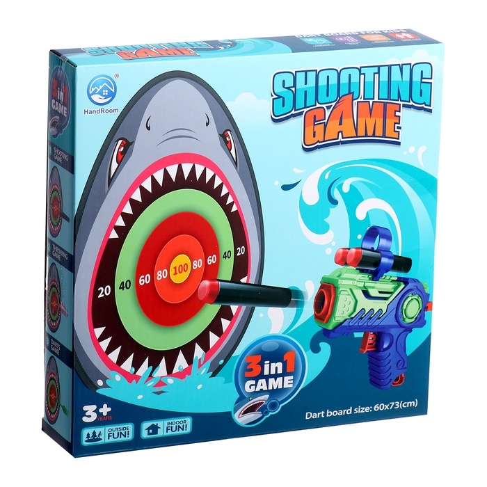 Дартс с бластером  Дартс с бластером "Акула", стреляет мягкими пулями, мячи и дротики на липучке