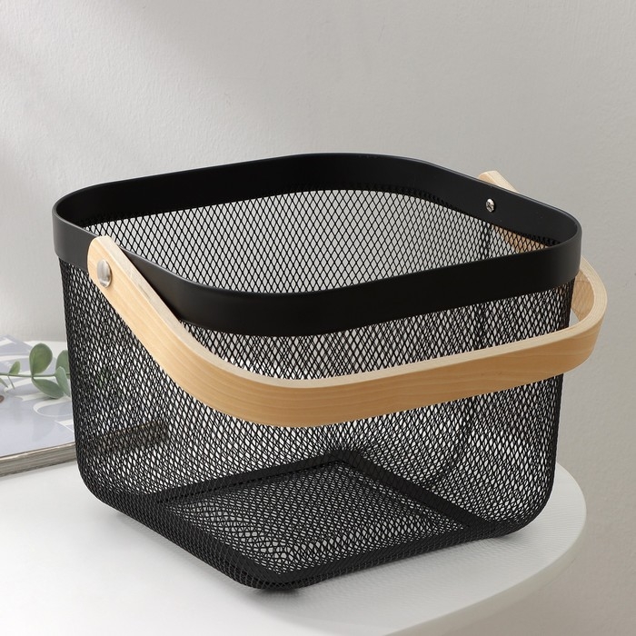 Корзинка универсальная LaDо́m, 26,5×25,5×18 см, цвет чёрный Корзинка универсальная LaDо́m, 26,5×25,5×18 см, цвет чёрный