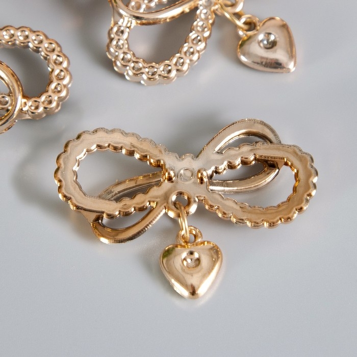 Декор для творчества пластик Декор для творчества пластик "Двойной бантик с сердечком" набор 10 шт 4,5х3,3 см