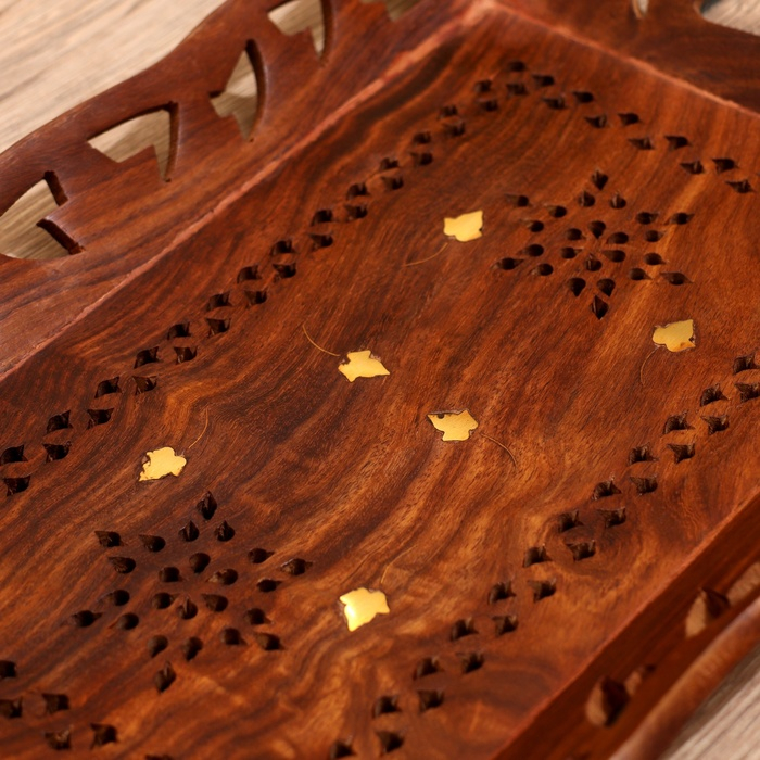 Поднос дерево Поднос дерево "Резной" 25х37х4 см МИКС