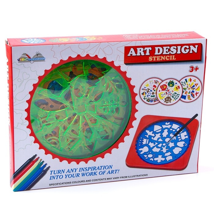 Трафареты «Фигуры», набор 6 шт., 6 шт. фломастеров, ручка, бумага Трафареты «Фигуры», набор 6 шт., 6 шт. фломастеров, ручка, бумага