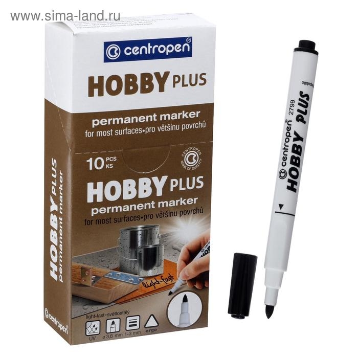 Маркер специальный 3.8 мм Centropen 2799/12 HOBBY PLUS, линия 1 - 3,0 мм, цвет чёрный, картонная упаковка Маркер специальный 3.8 мм Centropen 2799/12 HOBBY PLUS, линия 1 - 3,0 мм, цвет чёрный, картонная упаковка