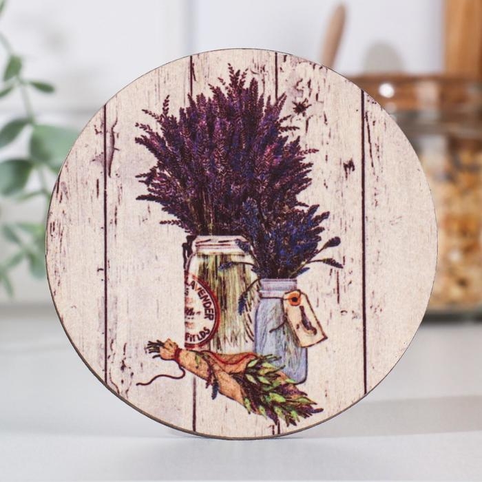 Подставка под горячее сувенирная Подставка под горячее сувенирная "Лавандовый букет" D=9 см