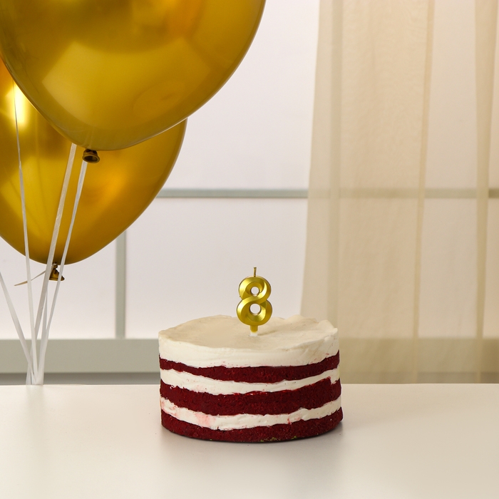 Свечи для торта + 5 шаров, цифра 8, золото Свечи для торта + 5 шаров, цифра 8, золото