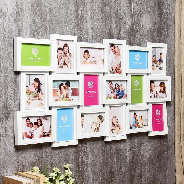 Фоторамка пластик на 18 фото 10х15 см  Фоторамка пластик на 18 фото 10х15 см "Генеалогическое дерево" белая 46х89,5 см