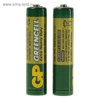 Батарейка солевая GP Greencell Extra Heavy Duty, AAA, R03-2BL, 1.5В, блистер, 2 шт.