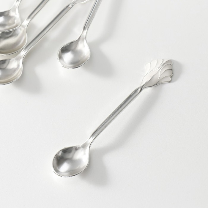 Набор из 6 шт сувенирных ложек в виде пера  Набор из 6 шт сувенирных ложек в виде пера "Белый лебедь со стразами" 5х8,5х15 см