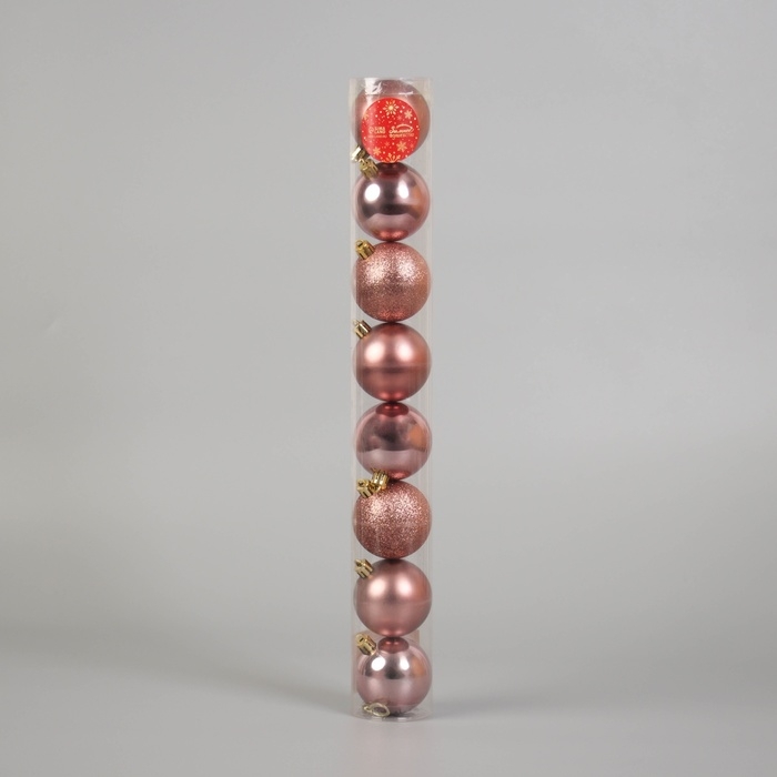 Набор шаров пластик d-6 см, 8 шт Набор шаров пластик d-6 см, 8 шт "Нежный гламур"