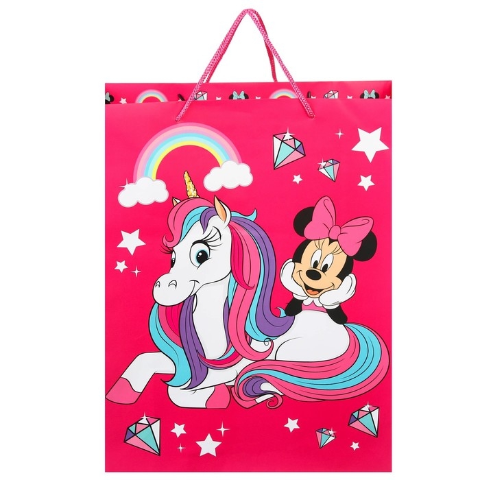 Пакет подарочный, 31х40х11.5 см, упаковка, Минни Маус и Единорог